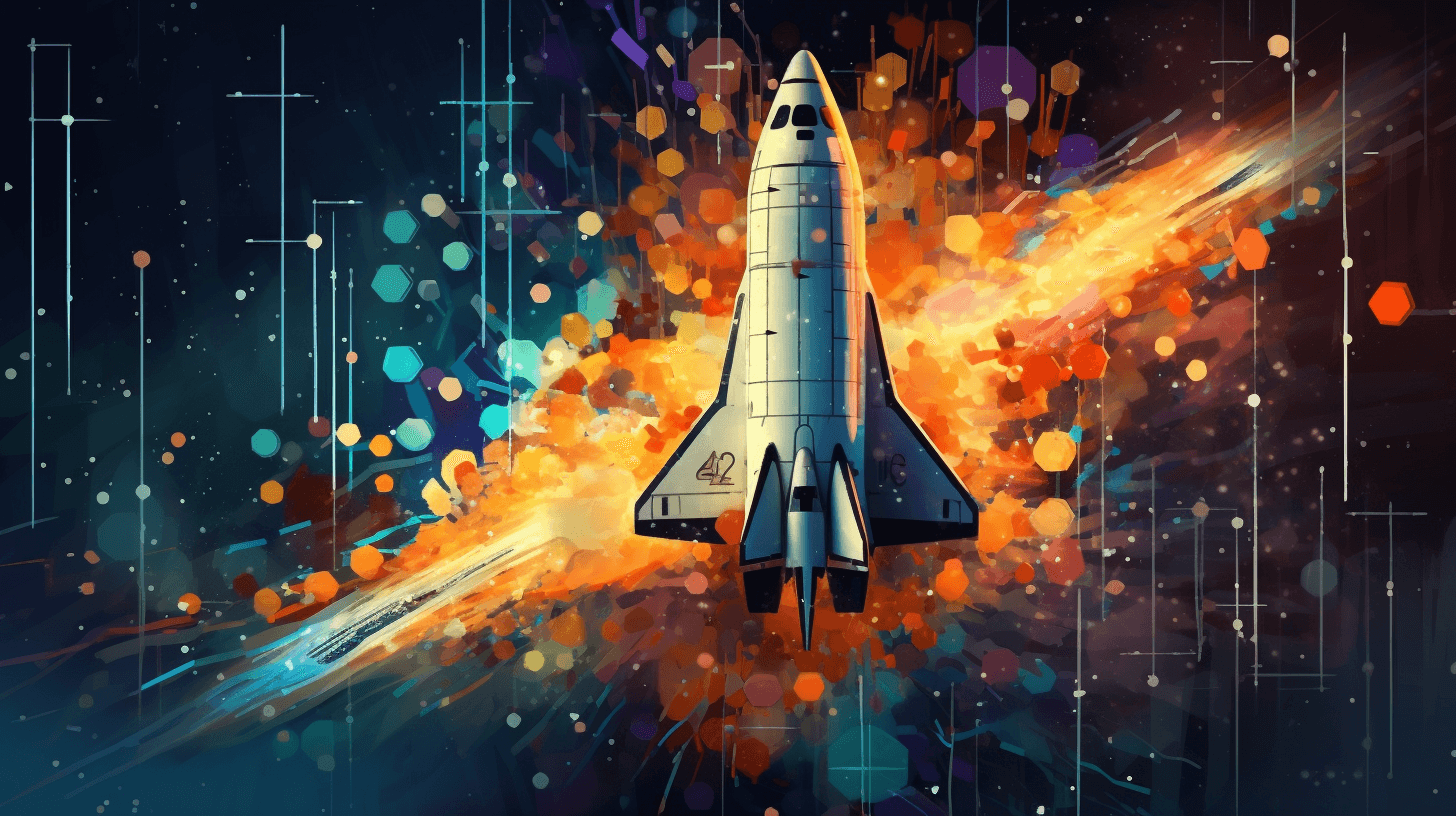 Rocket Ship Flying Through an Abstract Space